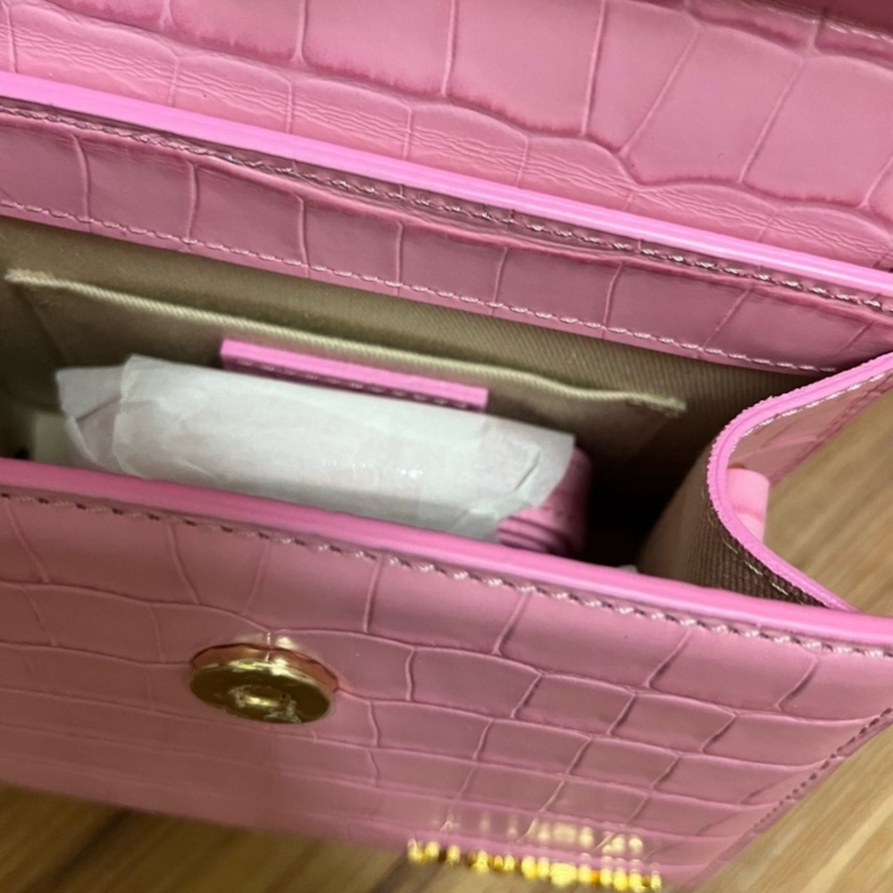 Pink Croc Embossed Moyen Bag - Picture 4 of 5